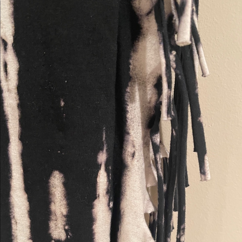 Black and Beige Tie-Dye Fringe Skirt - Picture 6 of 6